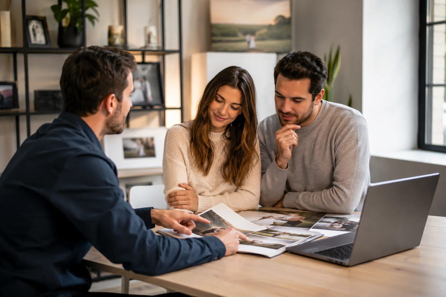 Photographe auto-entrepreneur calculant ses tarifs de séance devant son ordinateur, appareil photo posé sur le bureau